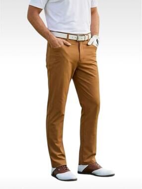 Callaway Men's Golf Pants Flat Front 4-Way Stretch Tan 34x32